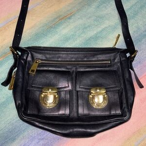 Marc Jacobs Black Crossbody Bag with Gold Accents